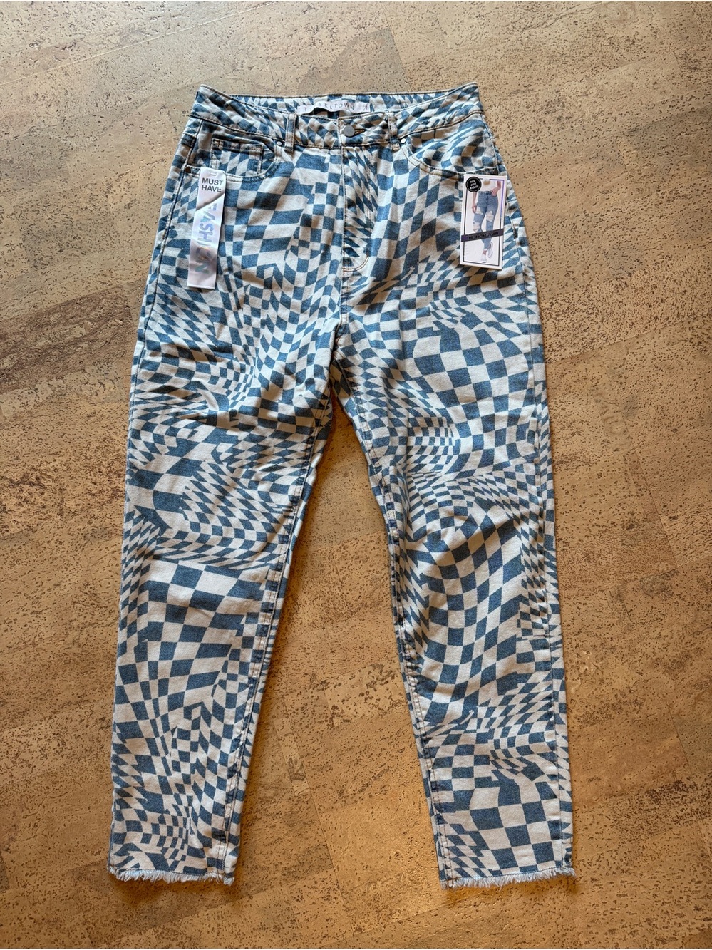 Tinseltown Optical Illusion Warped Checkerboard jeans, size 11